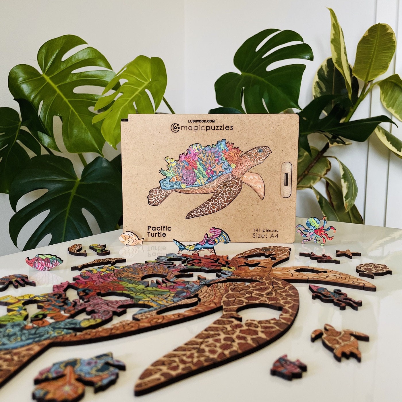 Pacific Turtle Wooden Jigsaw Puzzle for Adults and Kids | Laser Cut Premium Wood | Animal Shaped 3D Puzzle Pieces | Unique Gift