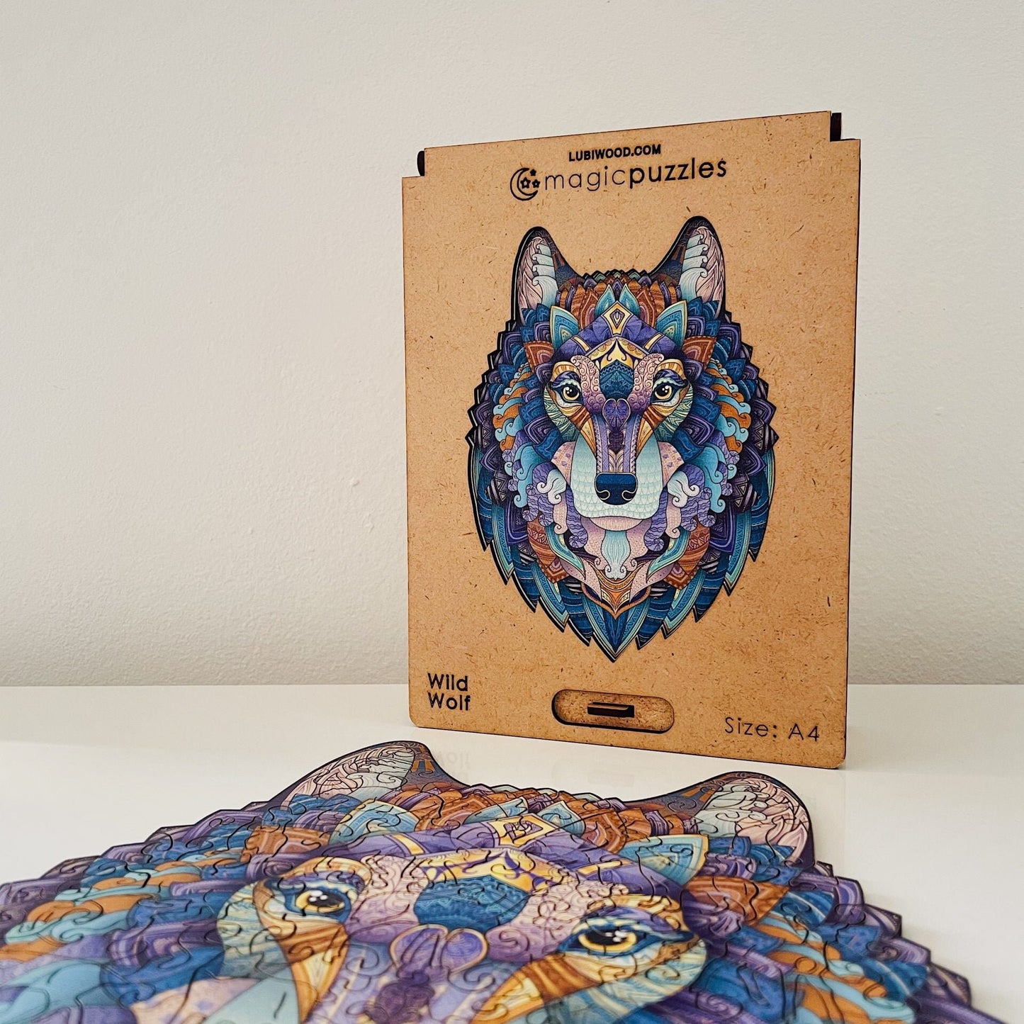 Wild Wolf Wooden Jigsaw Puzzle for Adults and Kids | Laser Cut Premium Wood | Animal Shaped 3D Puzzle Pieces | Unique Gift