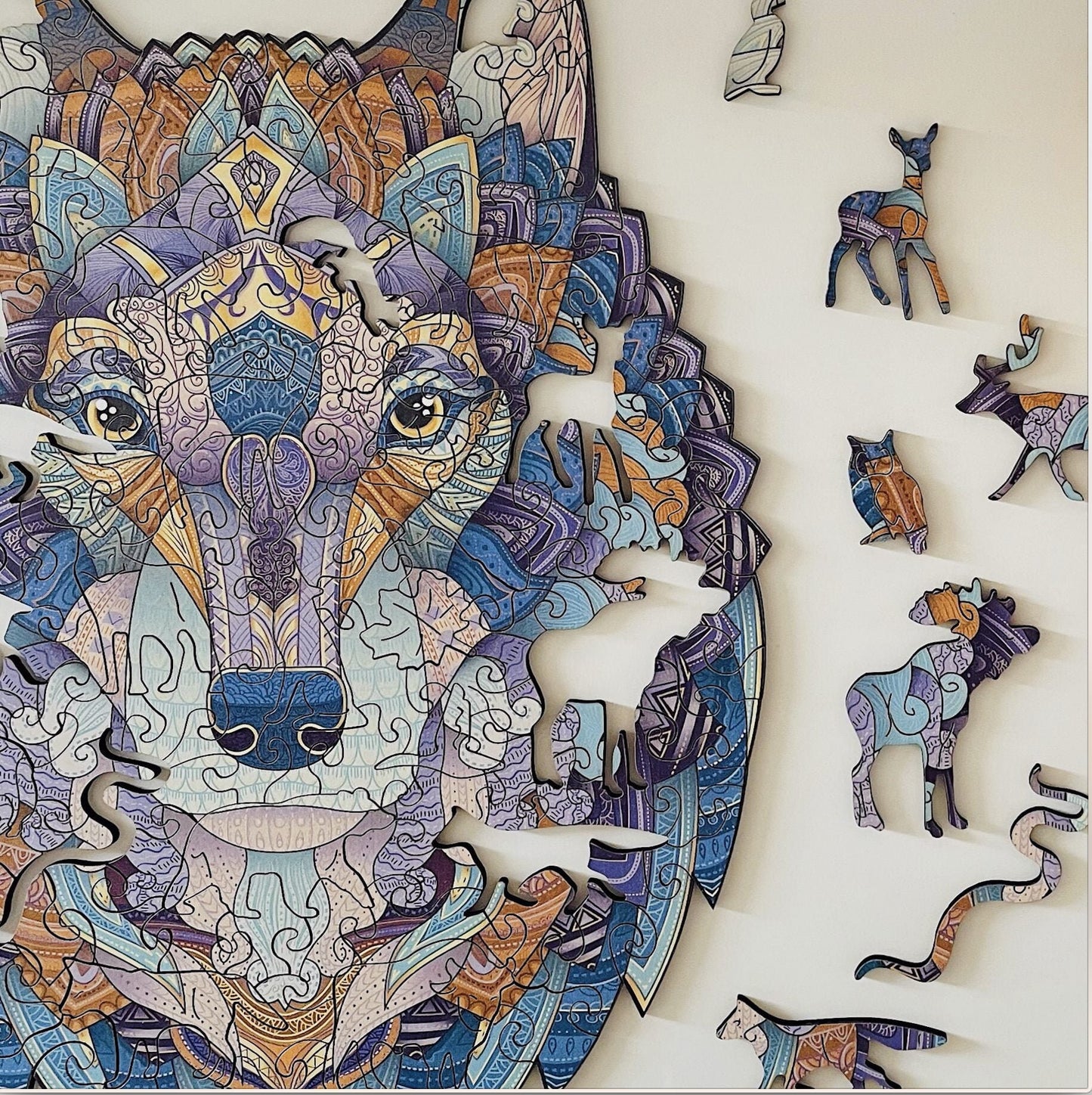 Wild Wolf Wooden Jigsaw Puzzle for Adults and Kids | Laser Cut Premium Wood | Animal Shaped 3D Puzzle Pieces | Unique Gift