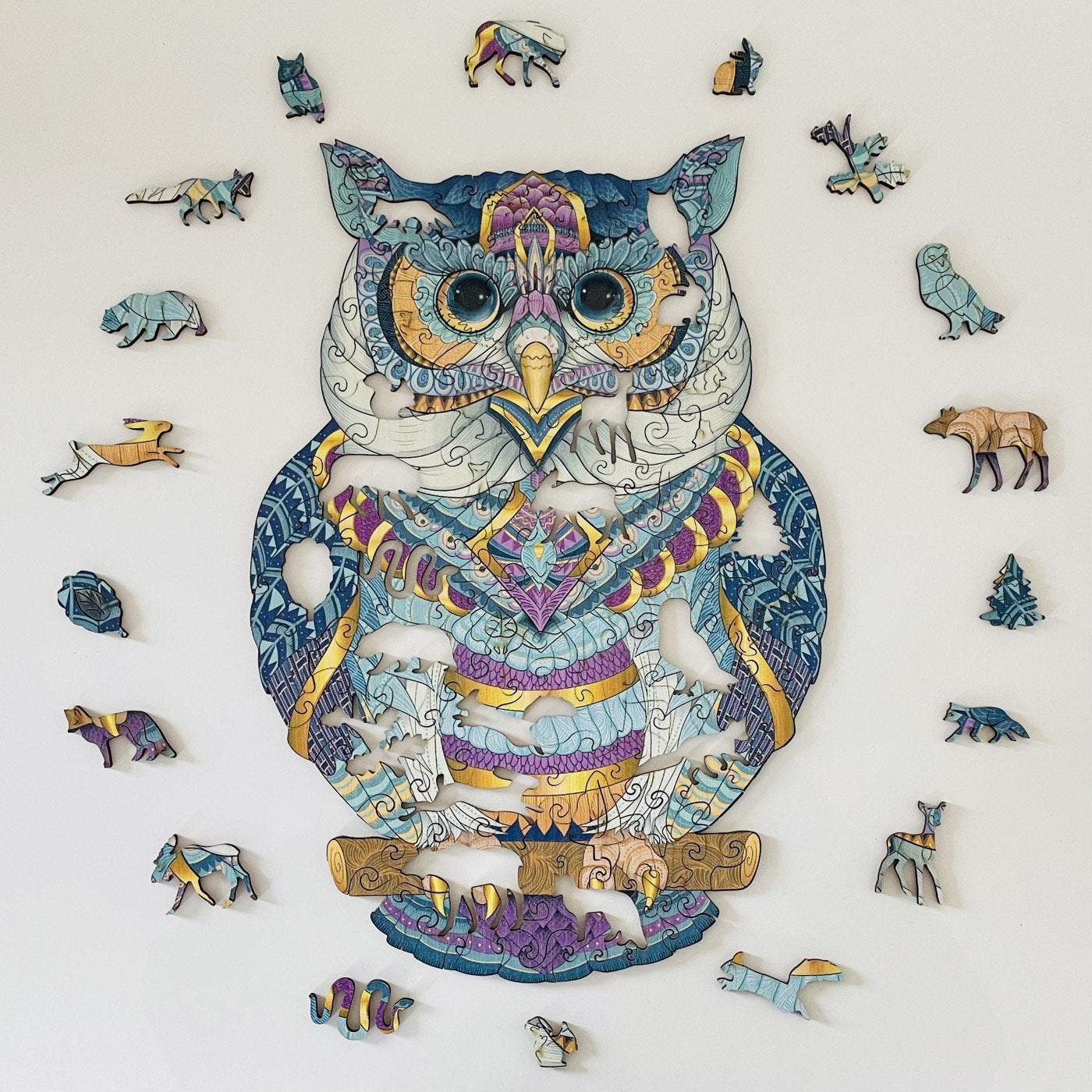 Cosmic Owl Wooden Jigsaw Puzzle for Adults and Kids | Laser Cut Premium Wood | Animal Shaped 3D Puzzle Pieces | Unique Gift