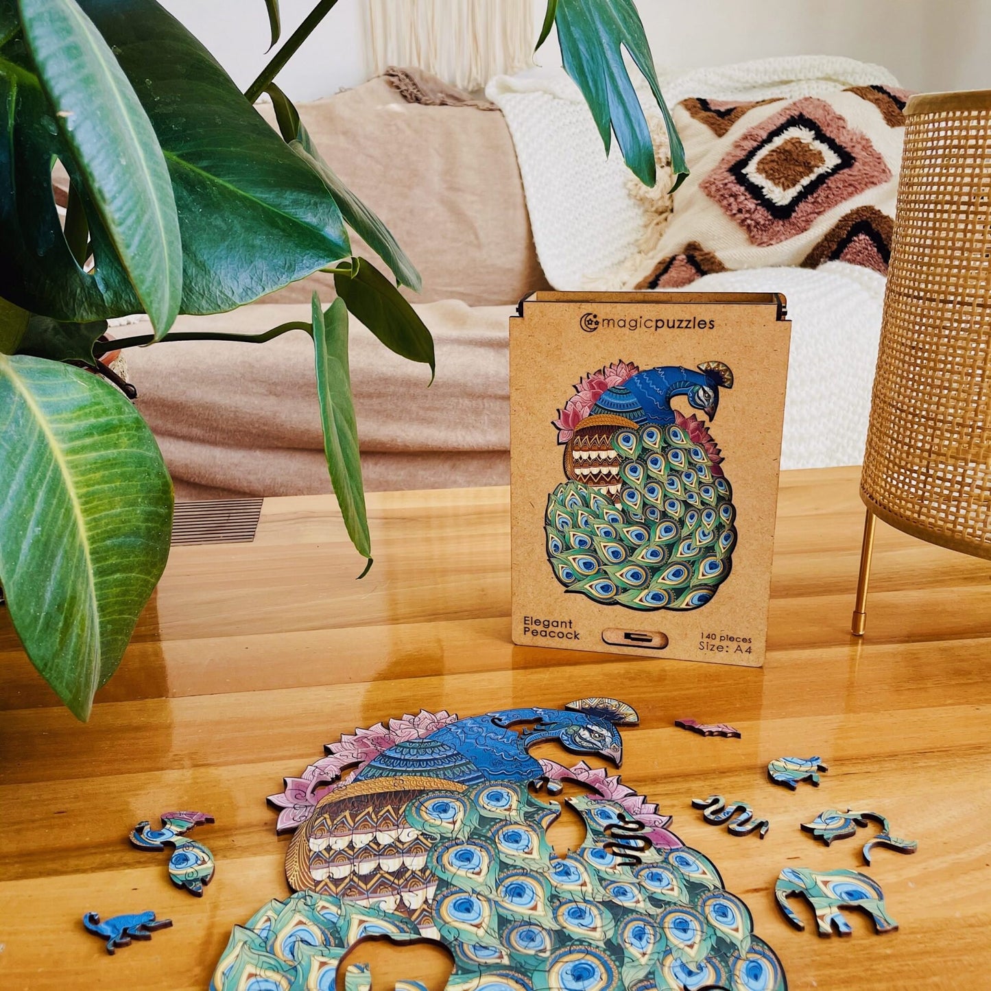 Elegant Peacock Wooden Jigsaw Puzzle for Adults and Kids | Laser Cut Premium Wood | Animal Shaped 3D Puzzle Pieces | Unique Gift