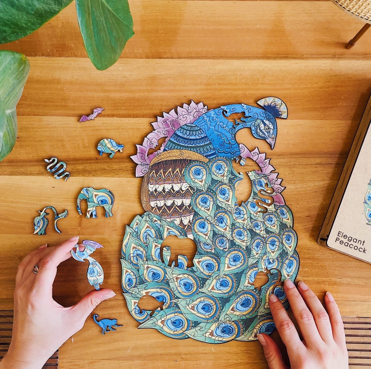 Elegant Peacock Wooden Jigsaw Puzzle for Adults and Kids | Laser Cut Premium Wood | Animal Shaped 3D Puzzle Pieces | Unique Gift