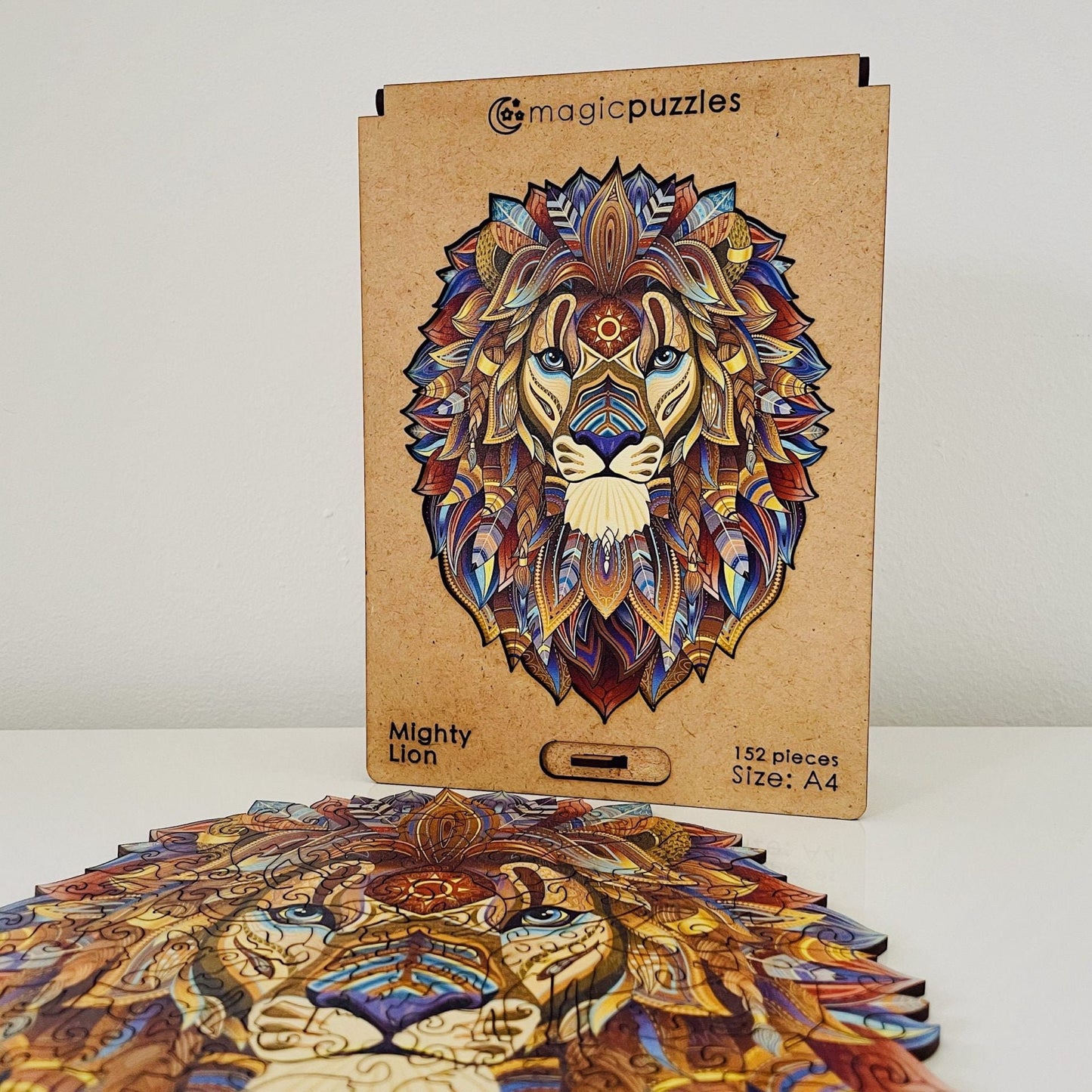 Mighty Lion Wooden Jigsaw Puzzle for Adults and Kids | Laser Cut Premium Wood | Animal Shaped 3D Puzzle Pieces | Unique Gift