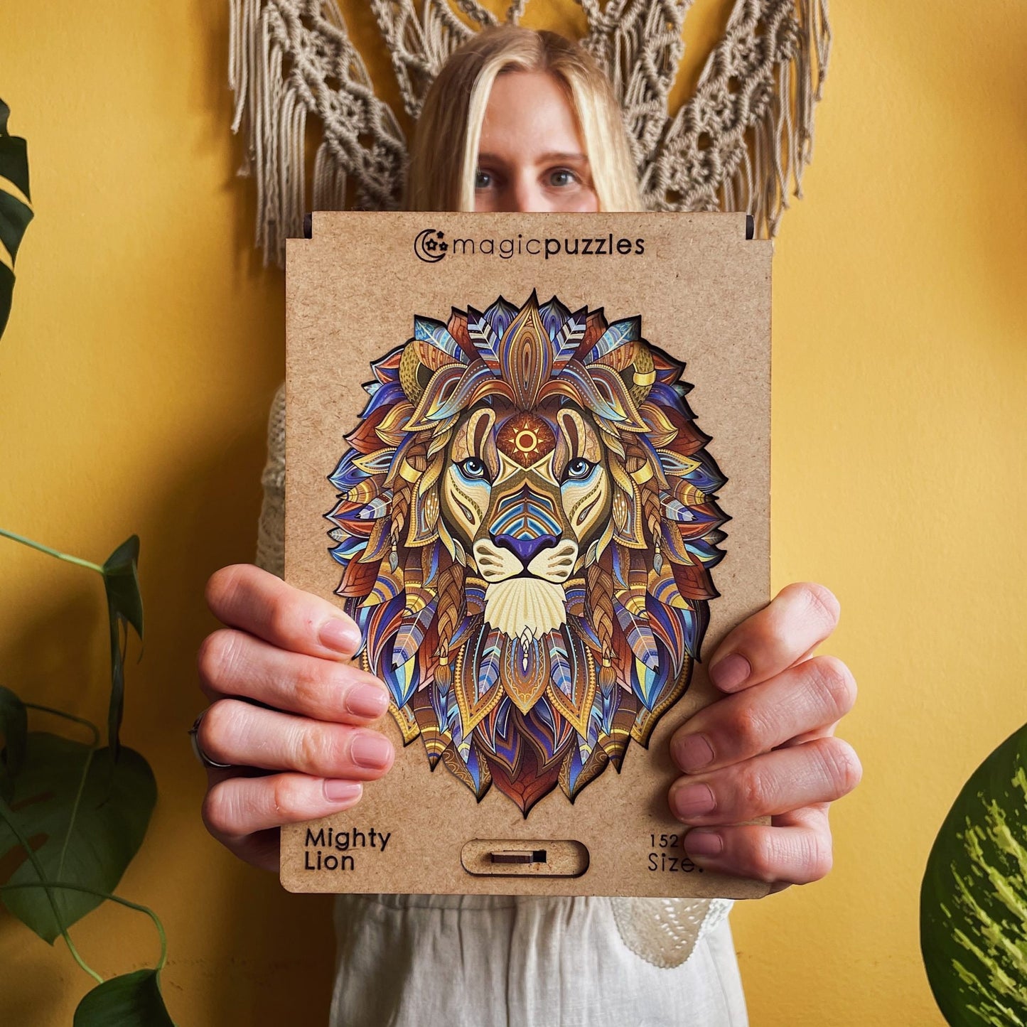 Mighty Lion Wooden Jigsaw Puzzle for Adults and Kids | Laser Cut Premium Wood | Animal Shaped 3D Puzzle Pieces | Unique Gift