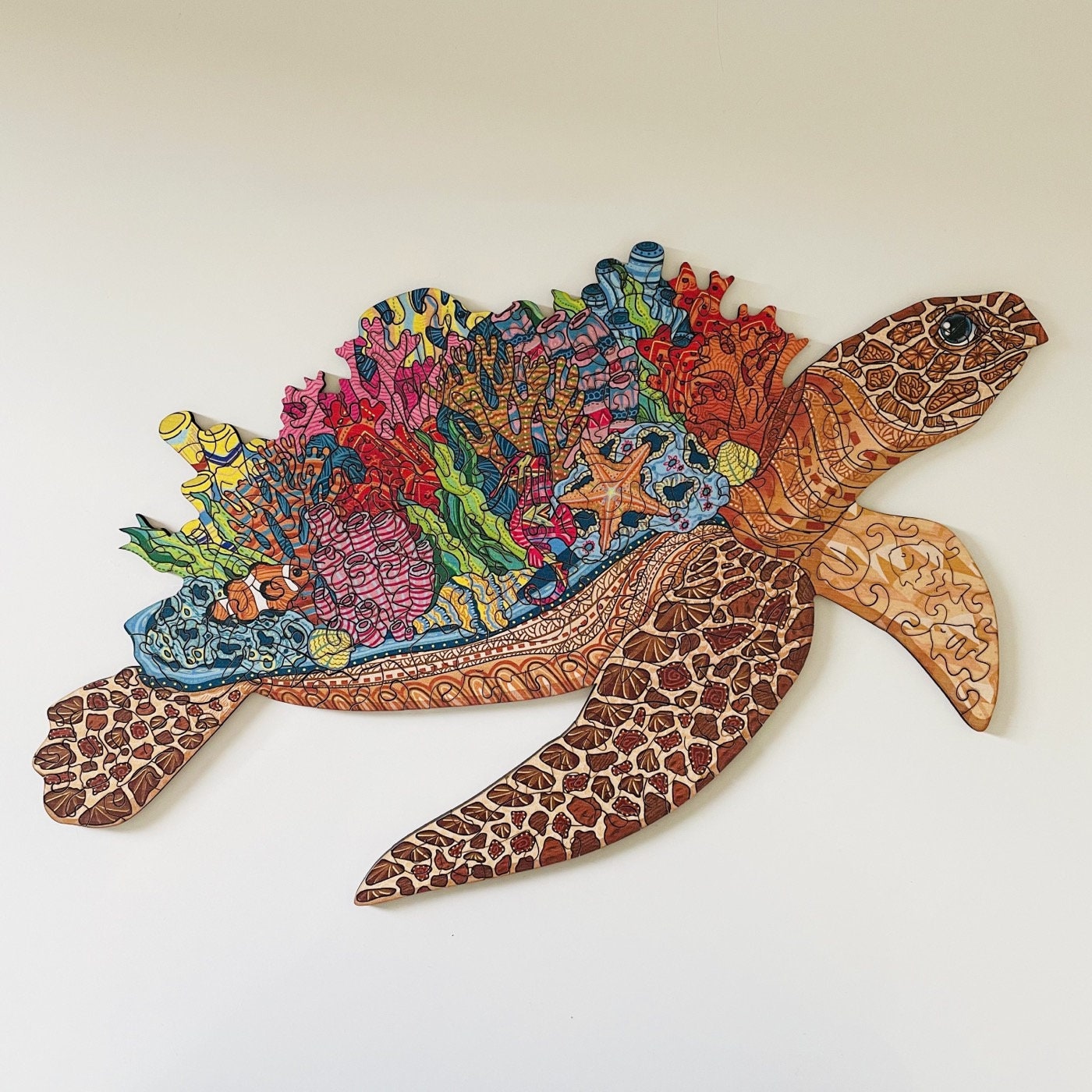 Pacific Turtle Wooden Jigsaw Puzzle for Adults and Kids | Laser Cut Premium Wood | Animal Shaped 3D Puzzle Pieces | Unique Gift