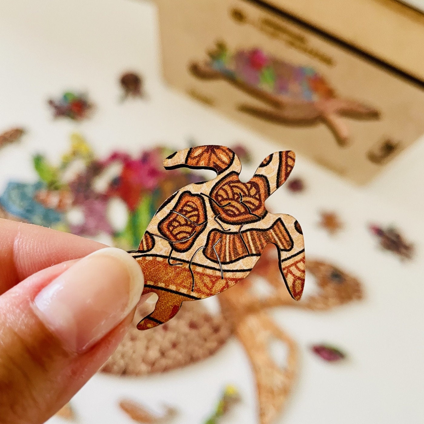 Pacific Turtle Wooden Jigsaw Puzzle for Adults and Kids | Laser Cut Premium Wood | Animal Shaped 3D Puzzle Pieces | Unique Gift