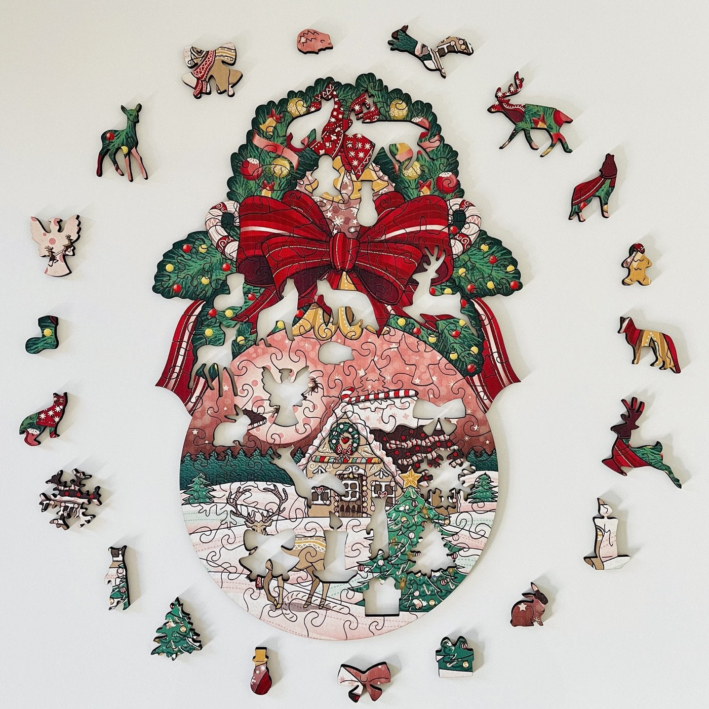 Winter Fairytale Wooden Jigsaw Puzzle for Adults and Kids | Laser Cut Premium Wood | Animal Shaped 3D Puzzle Pieces | Unique Gift