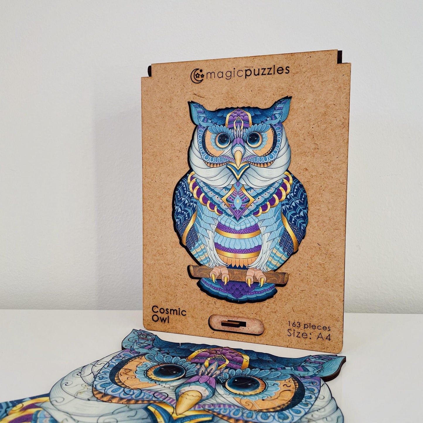 Cosmic Owl Wooden Jigsaw Puzzle for Adults and Kids | Laser Cut Premium Wood | Animal Shaped 3D Puzzle Pieces | Unique Gift