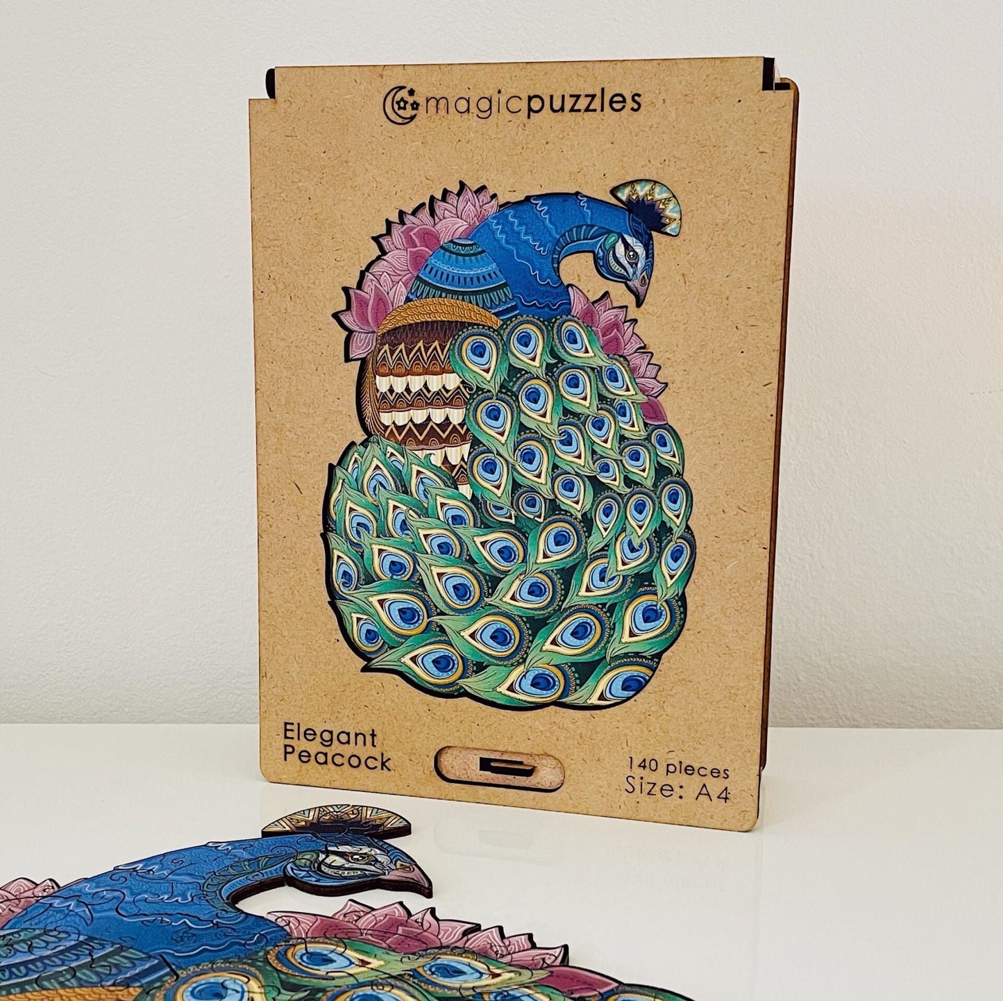 Elegant Peacock Wooden Jigsaw Puzzle for Adults and Kids | Laser Cut Premium Wood | Animal Shaped 3D Puzzle Pieces | Unique Gift