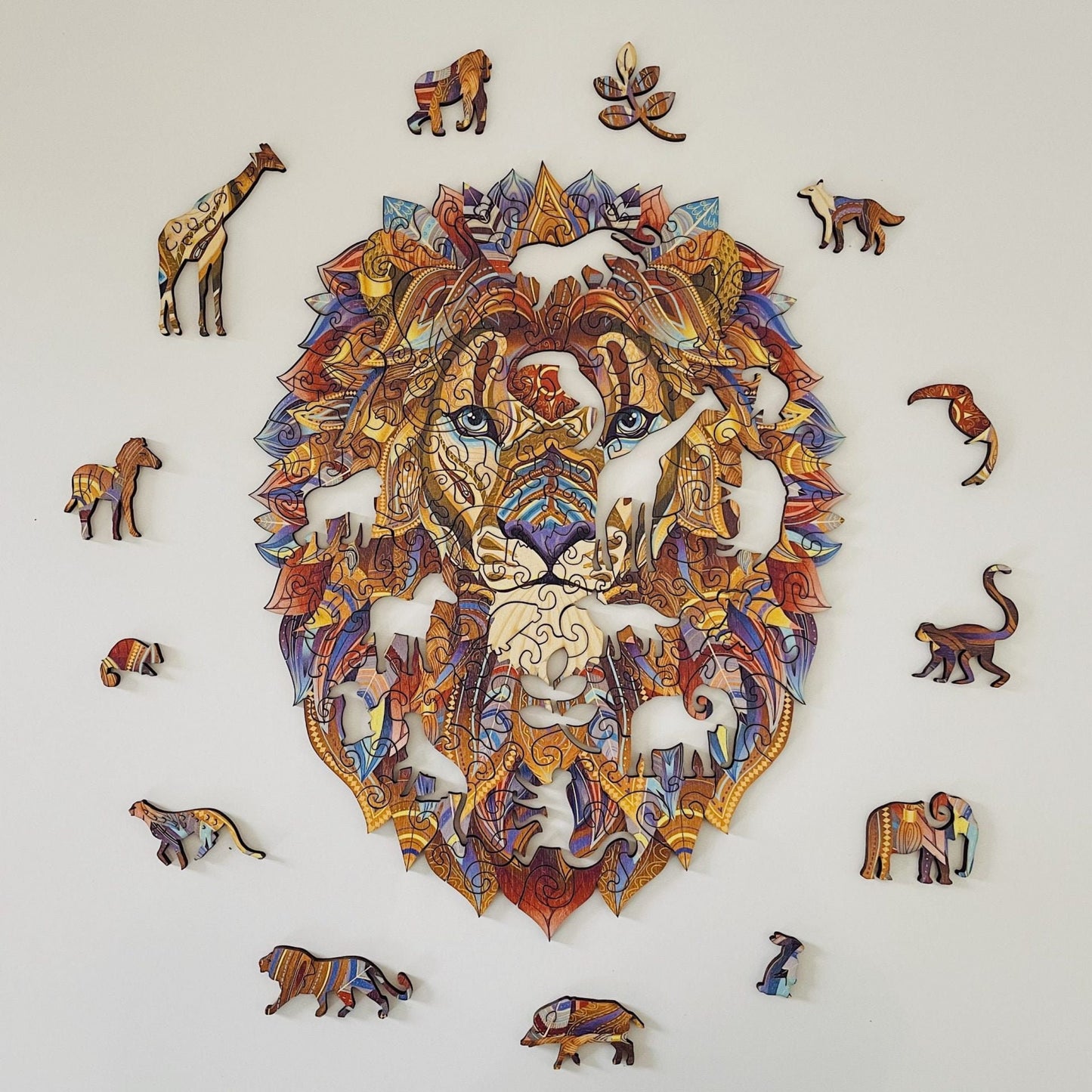 Mighty Lion Wooden Jigsaw Puzzle for Adults and Kids | Laser Cut Premium Wood | Animal Shaped 3D Puzzle Pieces | Unique Gift