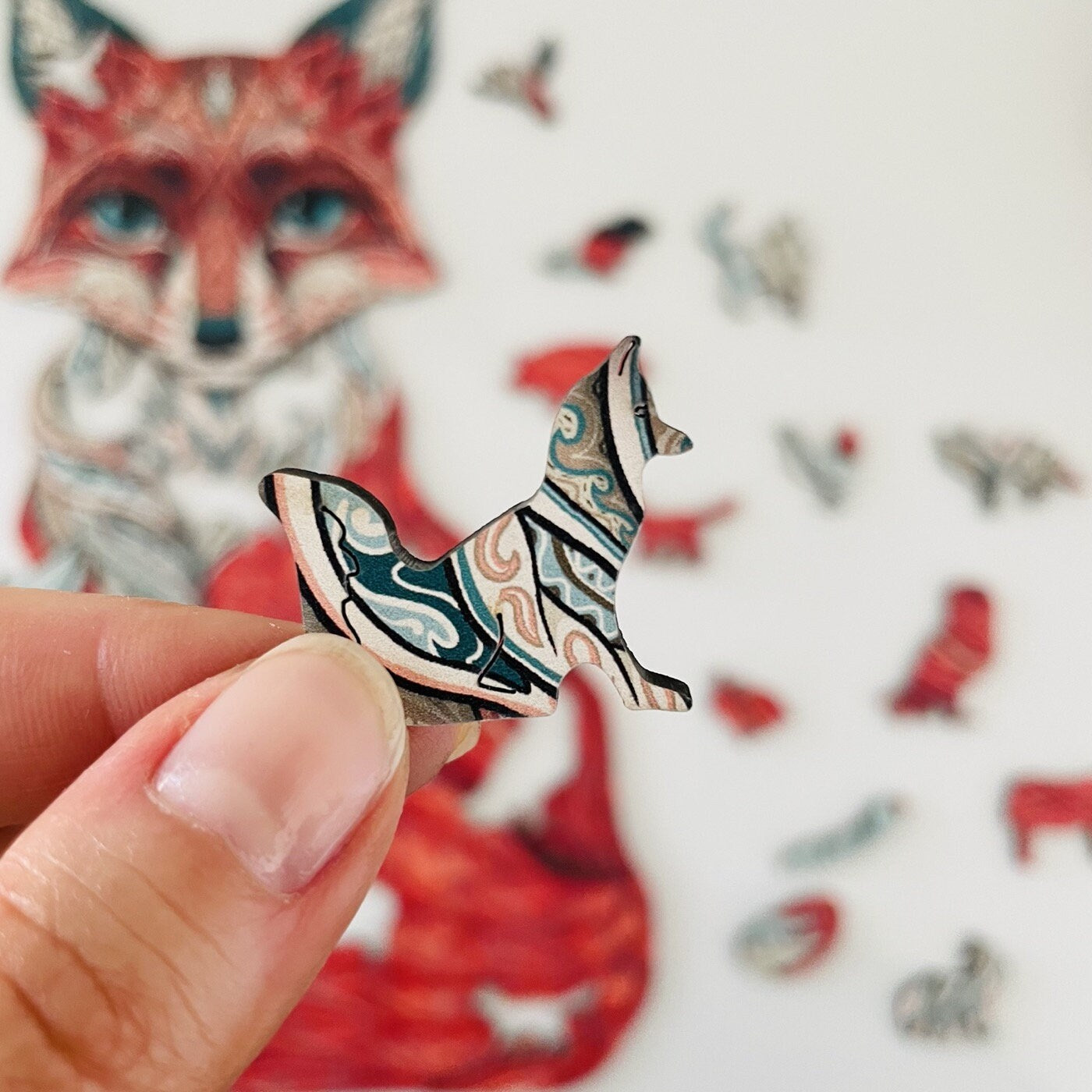 Cunning Fox Wooden Jigsaw Puzzle for Adults and Kids | Laser Cut Premium Wood | Animal Shaped 3D Puzzle Pieces | Unique Gift