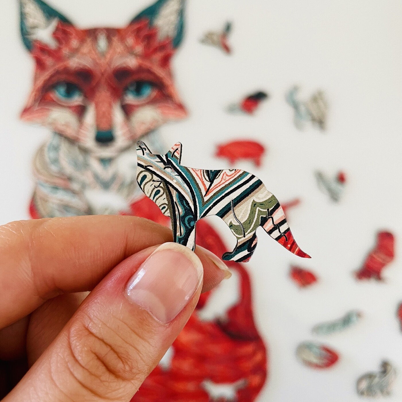 Cunning Fox Wooden Jigsaw Puzzle for Adults and Kids | Laser Cut Premium Wood | Animal Shaped 3D Puzzle Pieces | Unique Gift