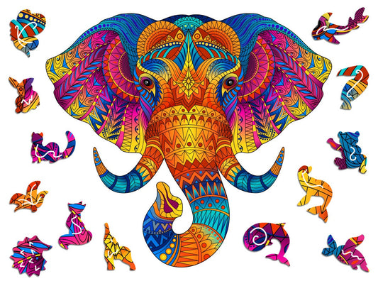 Wooden Puzzle Jigsaw Premium Elephant by Adawoo