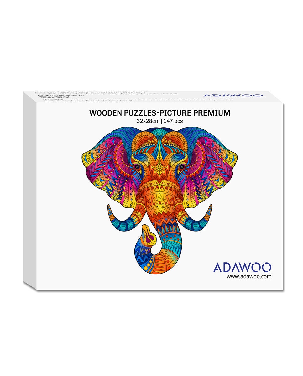 Wooden Puzzle Jigsaw Premium Elephant by Adawoo