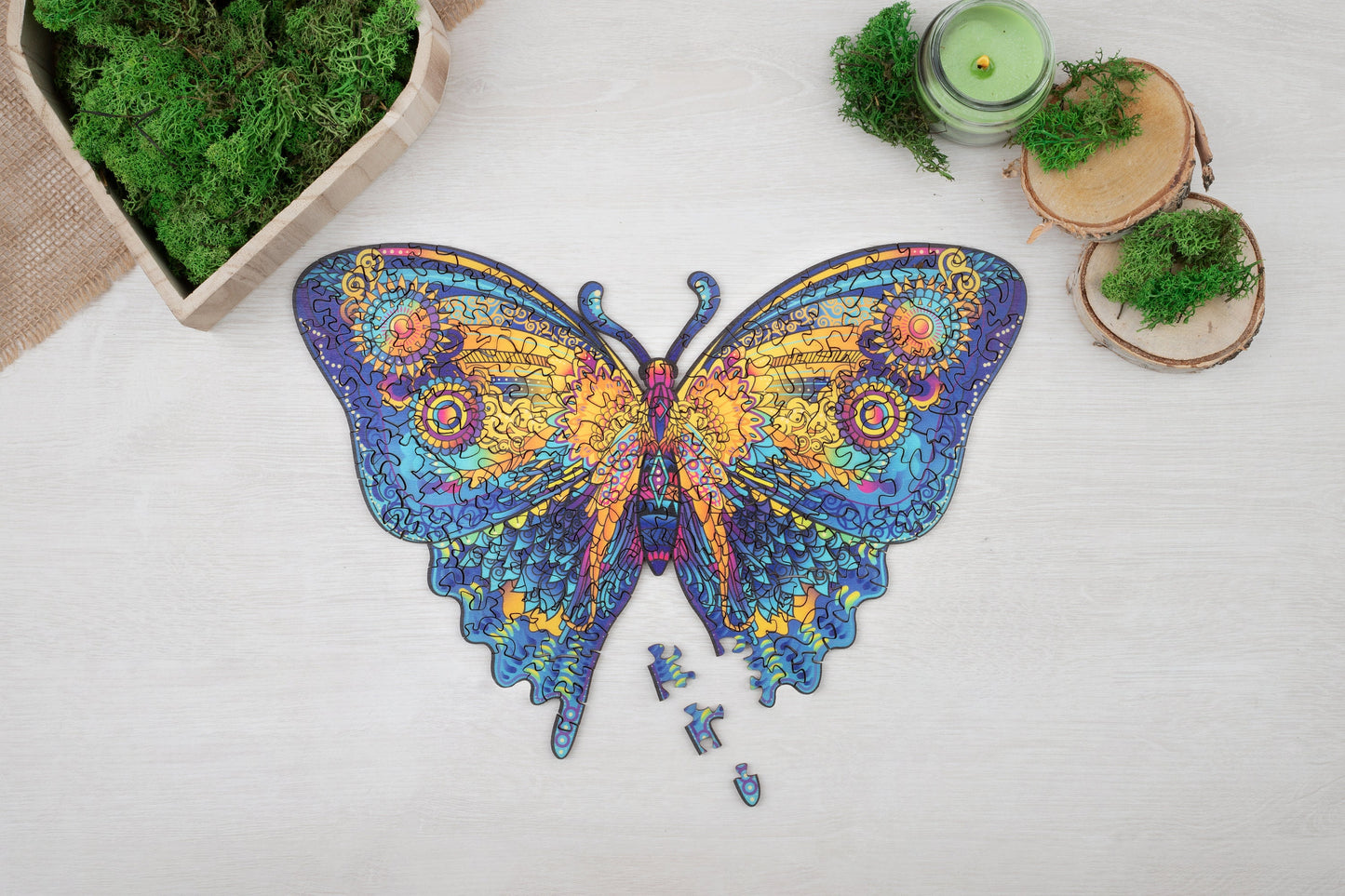 Wooden Puzzle Jigsaw Premium Butterfly by Adawoo