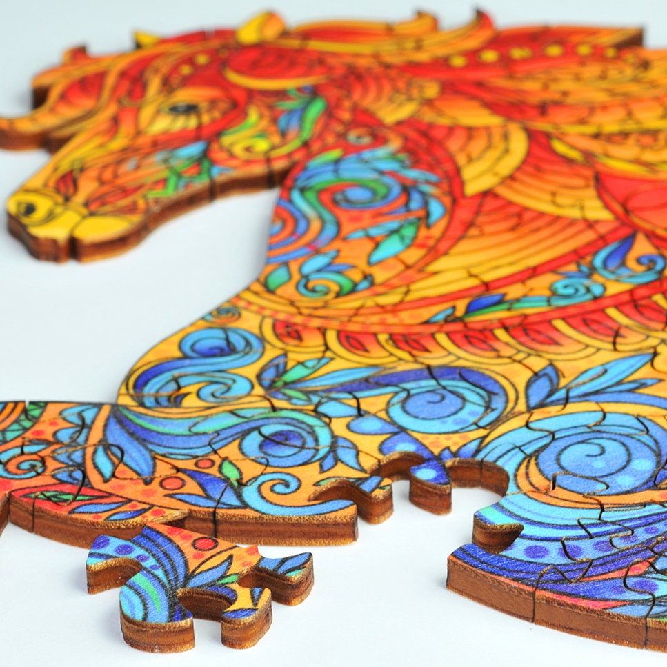 Wooden Puzzle Jigsaw Premium Horse by Adawoo