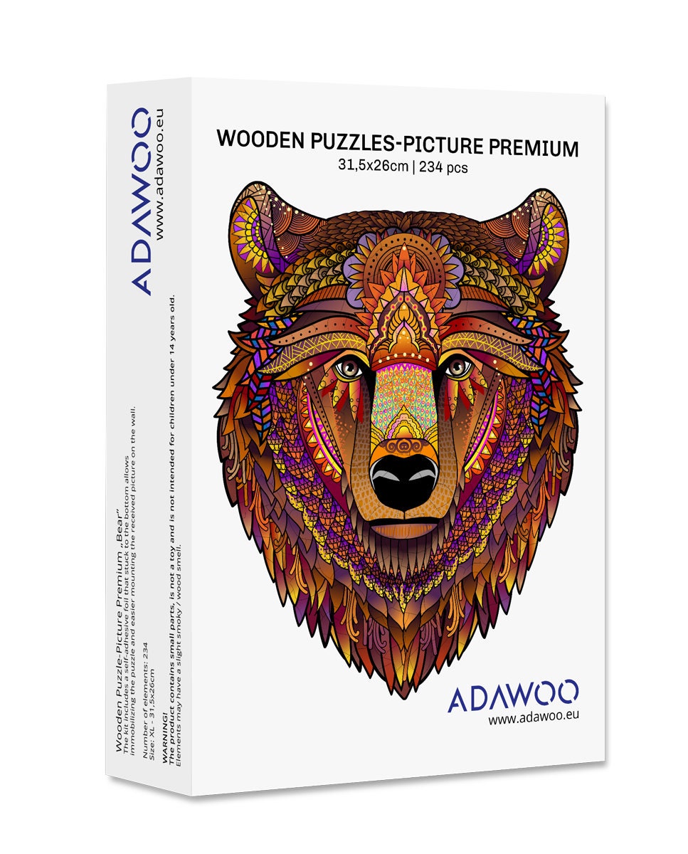 Wooden Puzzle Jigsaw Premium Bear by Adawoo