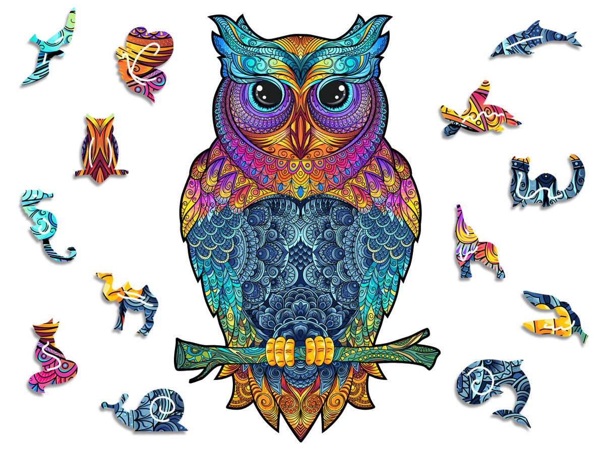 Wooden Puzzle Jigsaw Premium Owl by Adawoo