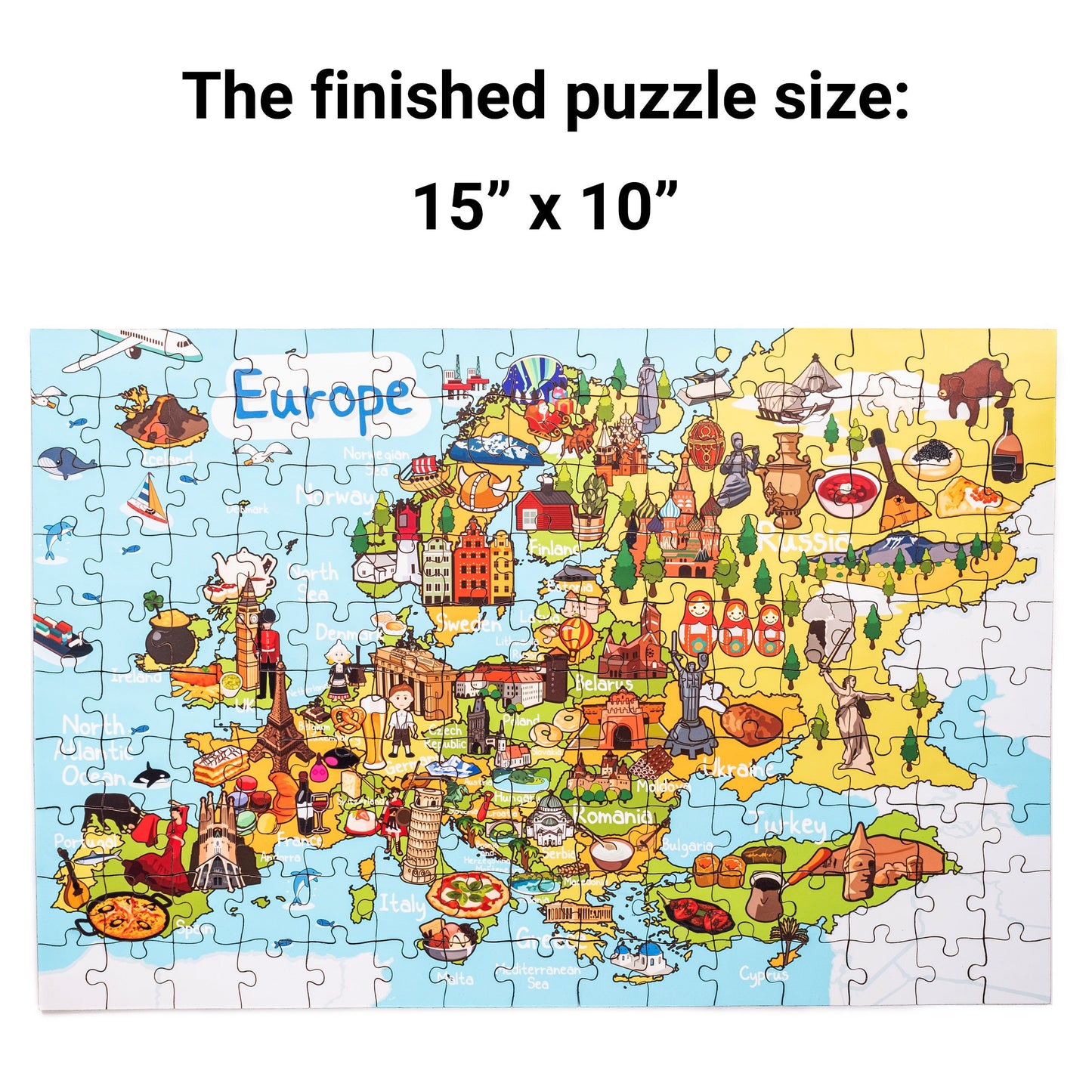 Europe Map Wooden Jigsaw Puzzle, Montessori Map Puzzle for Preschool and Elementary Kids, Holiday Gift Ideas, Educational Wood Board Games