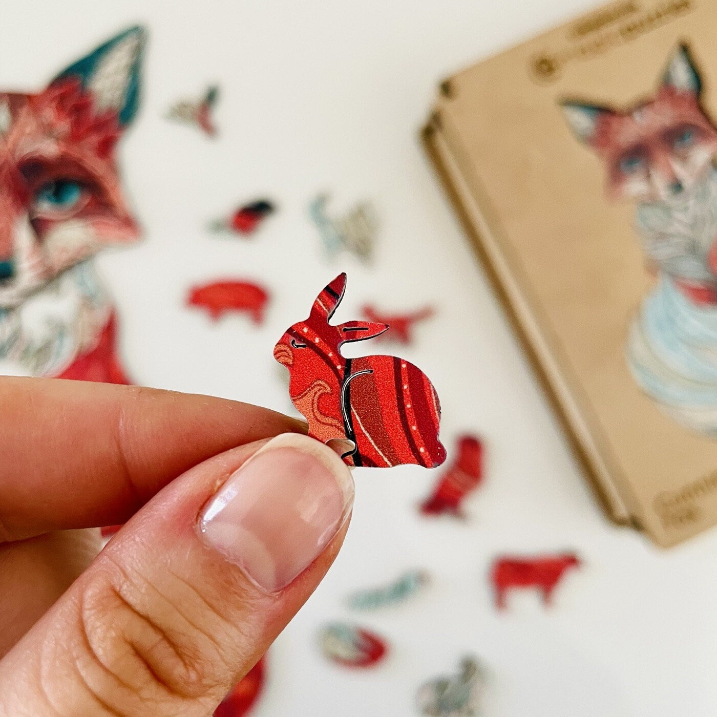 Cunning Fox Wooden Jigsaw Puzzle for Adults and Kids | Laser Cut Premium Wood | Animal Shaped 3D Puzzle Pieces | Unique Gift