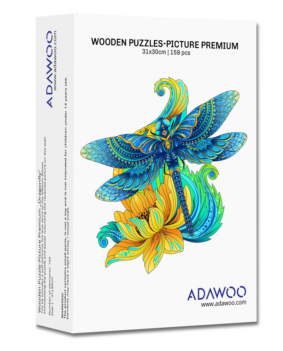 Wooden Puzzle Jigsaw Premium Dragonfly by Adawoo