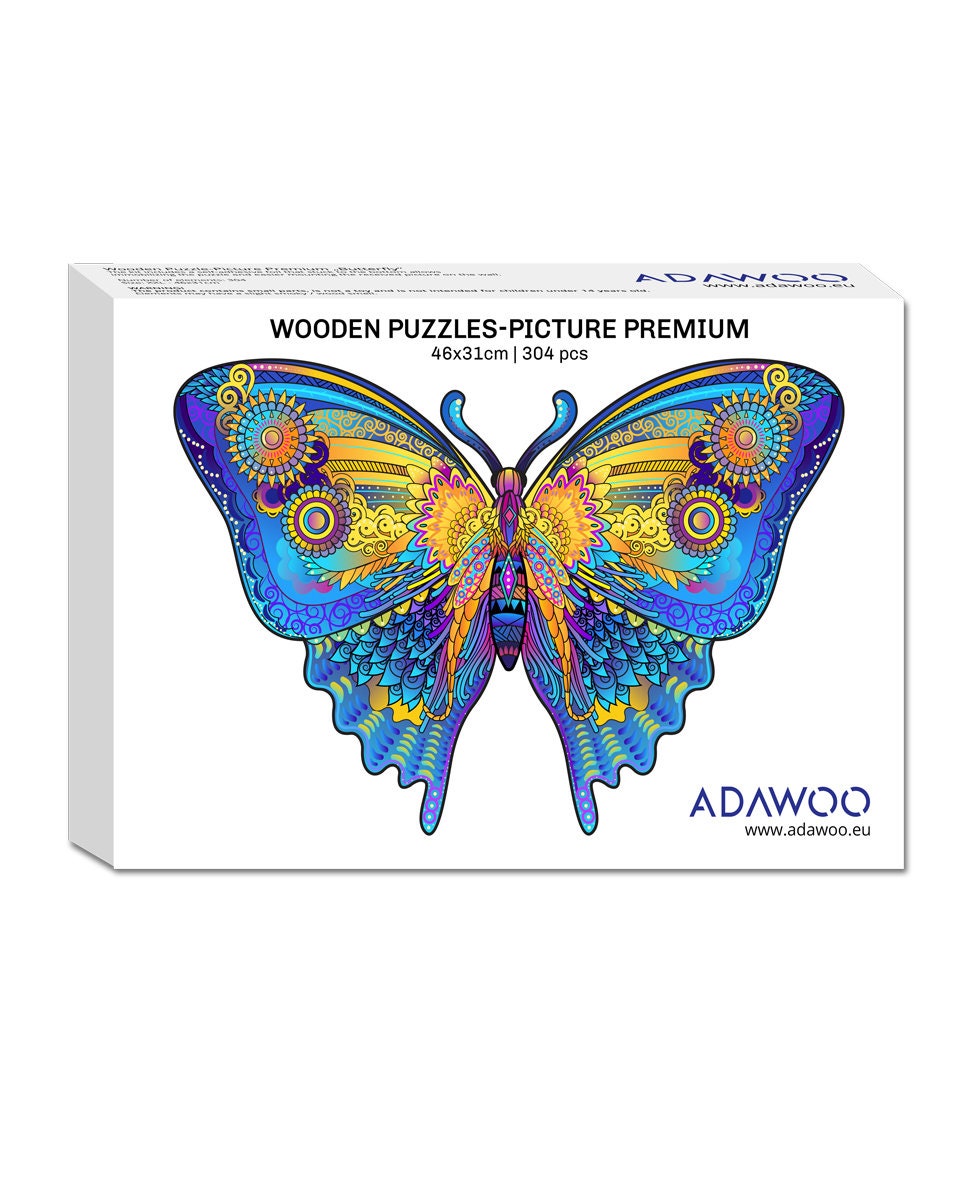 Wooden Puzzle Jigsaw Premium Butterfly by Adawoo