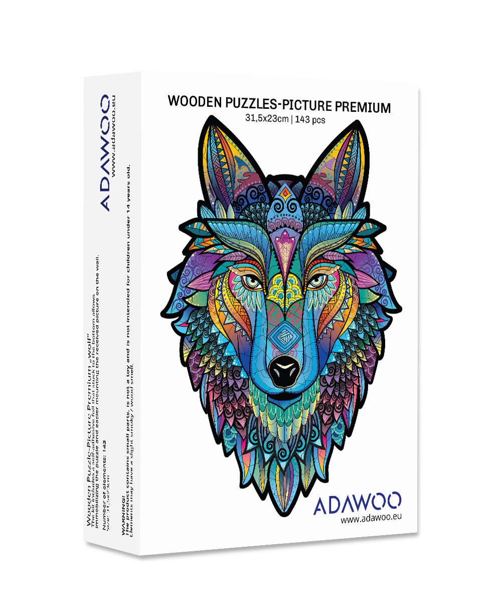 Wooden Puzzle Jigsaw Premium Wolf by Adawoo