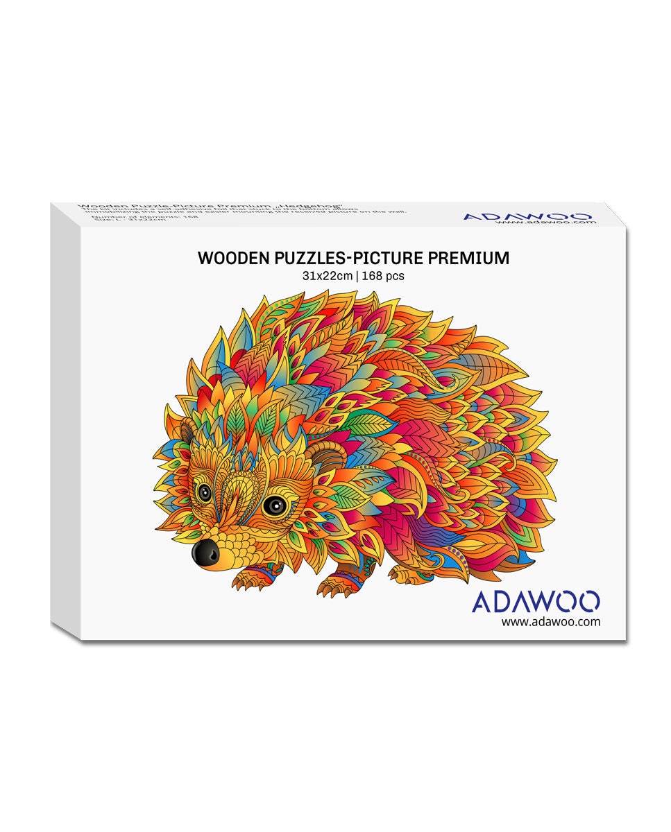 Wooden Puzzle Jigsaw Premium Hedgehog by Adawoo