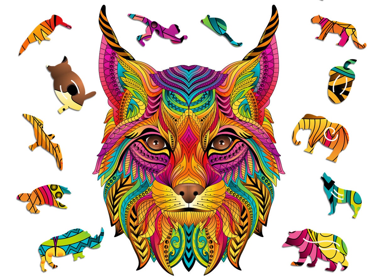 Wooden Puzzle Jigsaw Premium Lynx by Adawoo