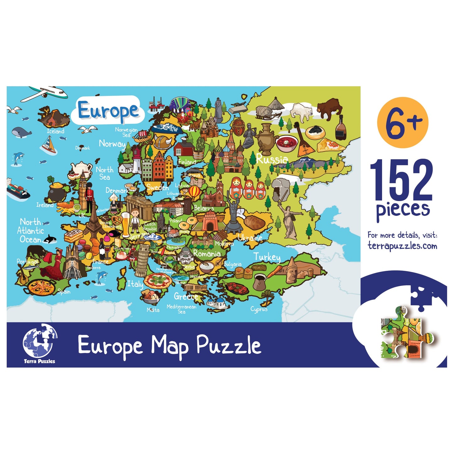 Europe Map Wooden Jigsaw Puzzle, Montessori Map Puzzle for Preschool and Elementary Kids, Holiday Gift Ideas, Educational Wood Board Games