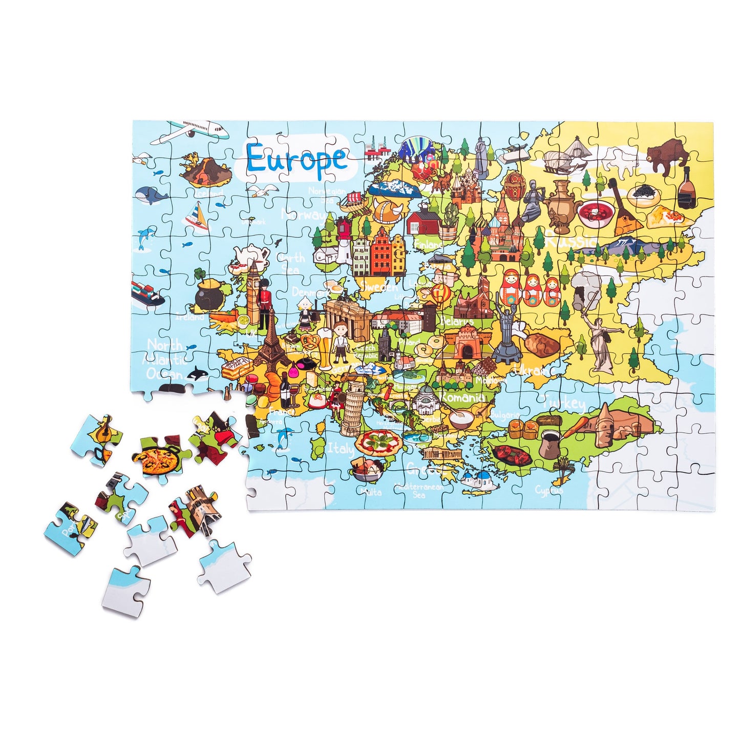 Europe Map Wooden Jigsaw Puzzle, Montessori Map Puzzle for Preschool and Elementary Kids, Holiday Gift Ideas, Educational Wood Board Games