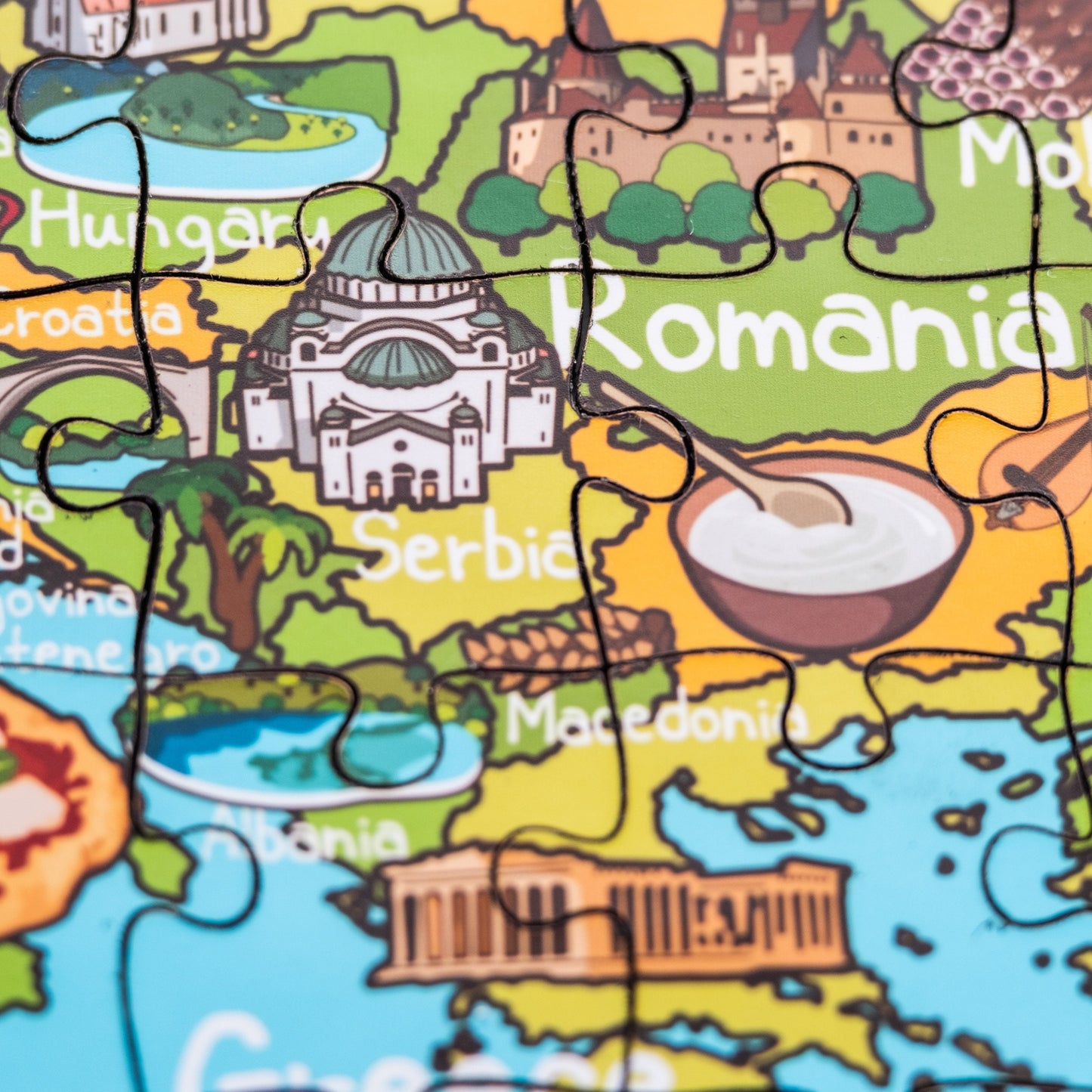 Europe Map Wooden Jigsaw Puzzle, Montessori Map Puzzle for Preschool and Elementary Kids, Holiday Gift Ideas, Educational Wood Board Games