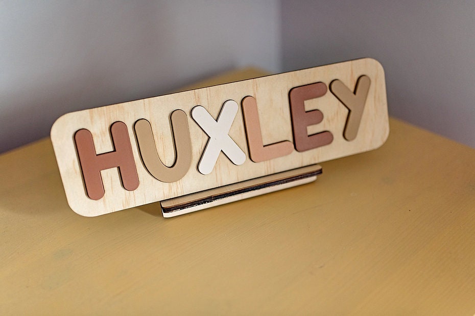 Boho Personalized Wooden Name Puzzle, Baby Gift, Nursery Decor, Browns, Kids puzzle, Wood puzzle, 1st Birthday Gift Name Puzzle, Jigsaw