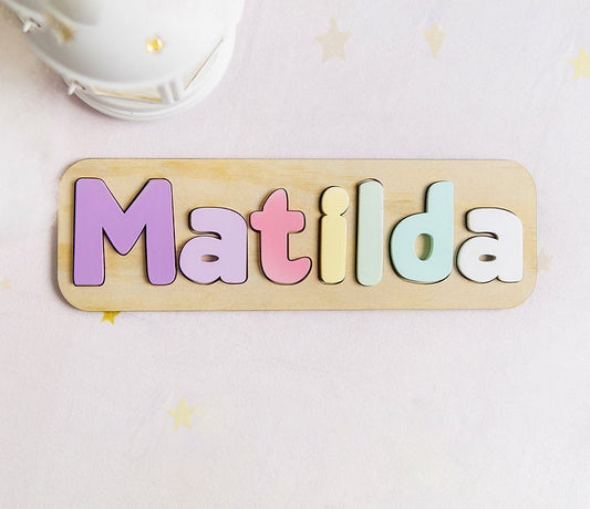 Patel Rainbow Personalised Wooden Name Puzzle, Baby Gift, Nursery Decor, Kids puzzle, Wood puzzle, 1st Birthday Gift Name Puzzle, Jigsaw