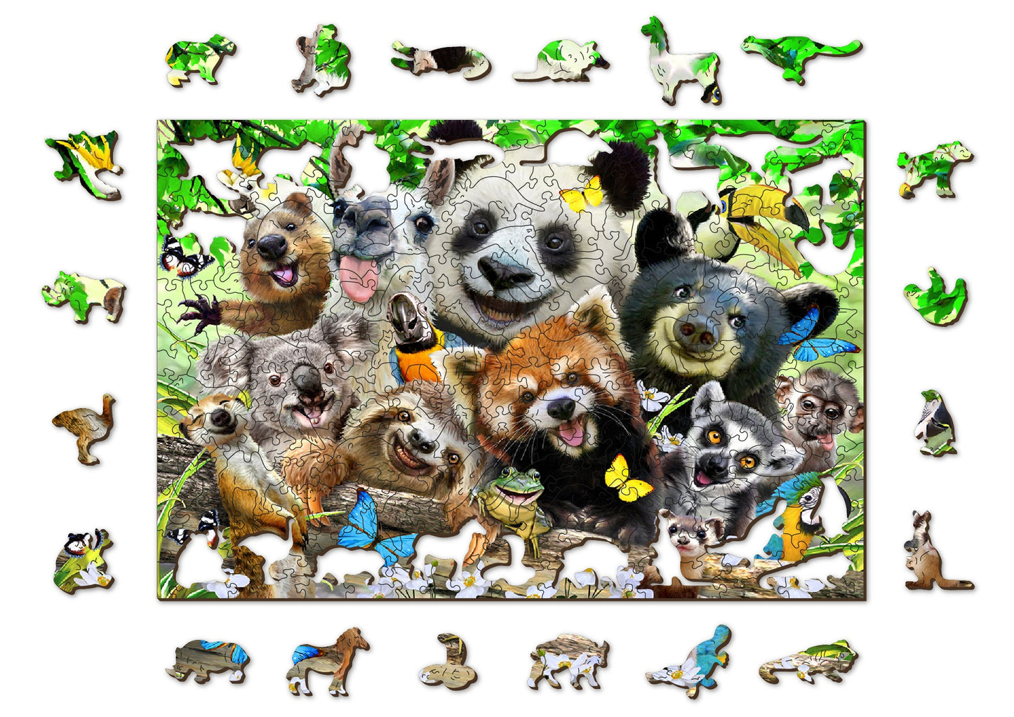 Wooden.City - Bear Paradise 300, 1000 pcs | Safari Wooden Jigsaw Puzzle Birds Bear Wildlife Unique Animal Pieces Fun For Kids Adults