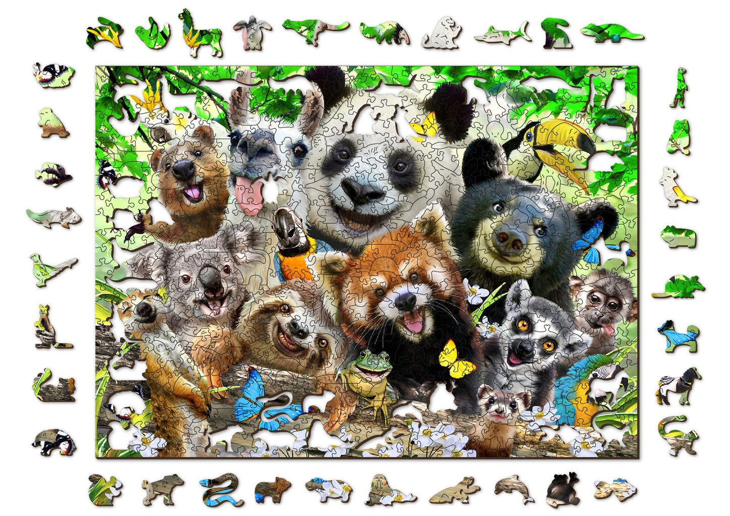 Wooden.City - Bear Paradise 300, 1000 pcs | Safari Wooden Jigsaw Puzzle Birds Bear Wildlife Unique Animal Pieces Fun For Kids Adults