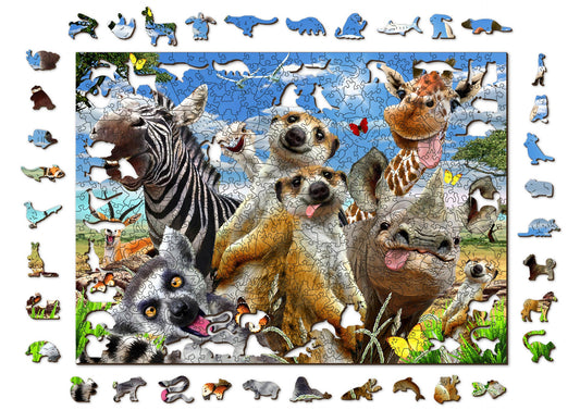 Wooden Jigsaw Puzzle "Welcome To Africa" 150, 300, 500 pcs Safari Kids Adults Giraffe Zebra Unusual Animal Pieces Wooden.City