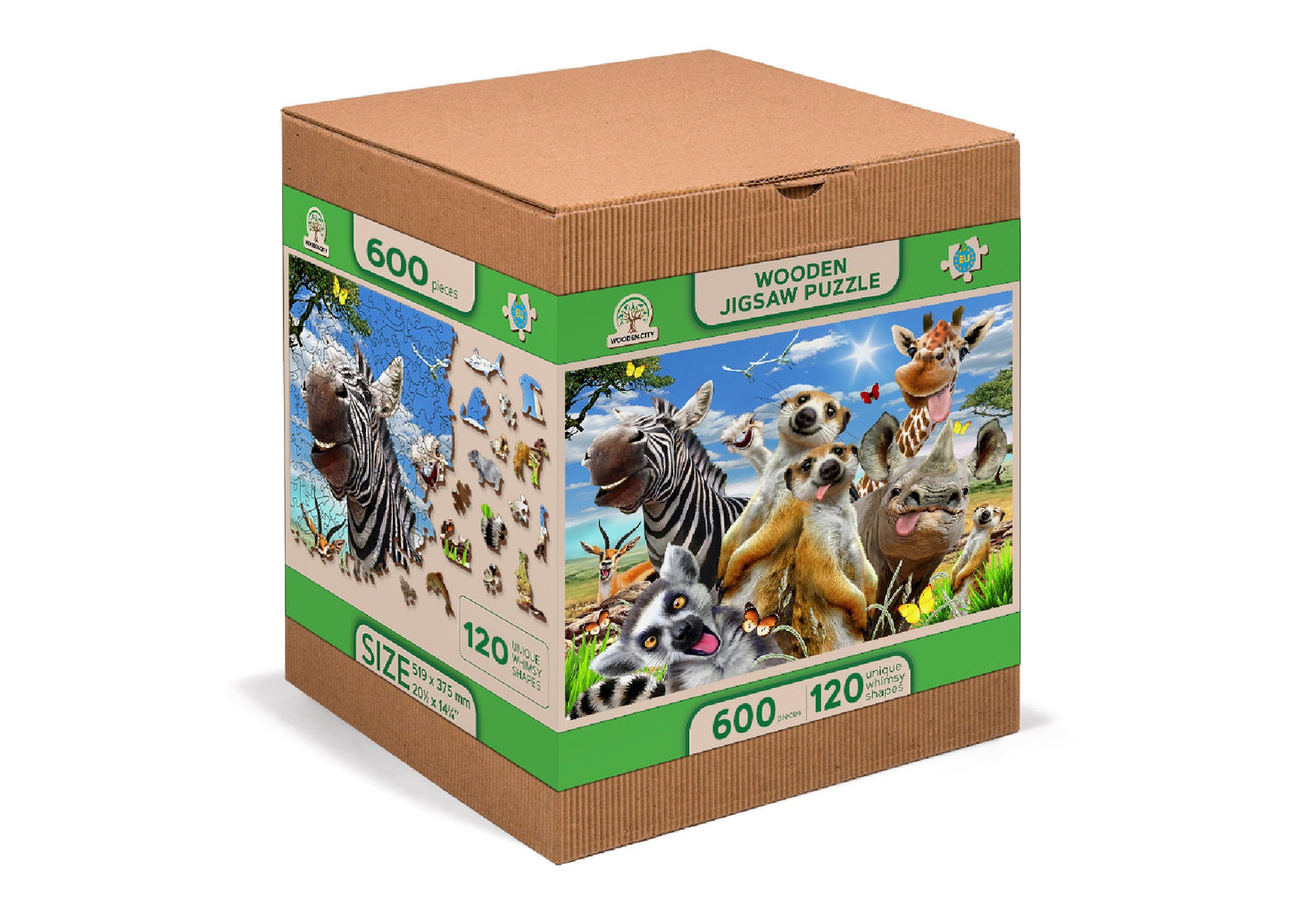 Wooden Jigsaw Puzzle "Welcome To Africa" 150, 300, 500 pcs Safari Kids Adults Giraffe Zebra Unusual Animal Pieces Wooden.City