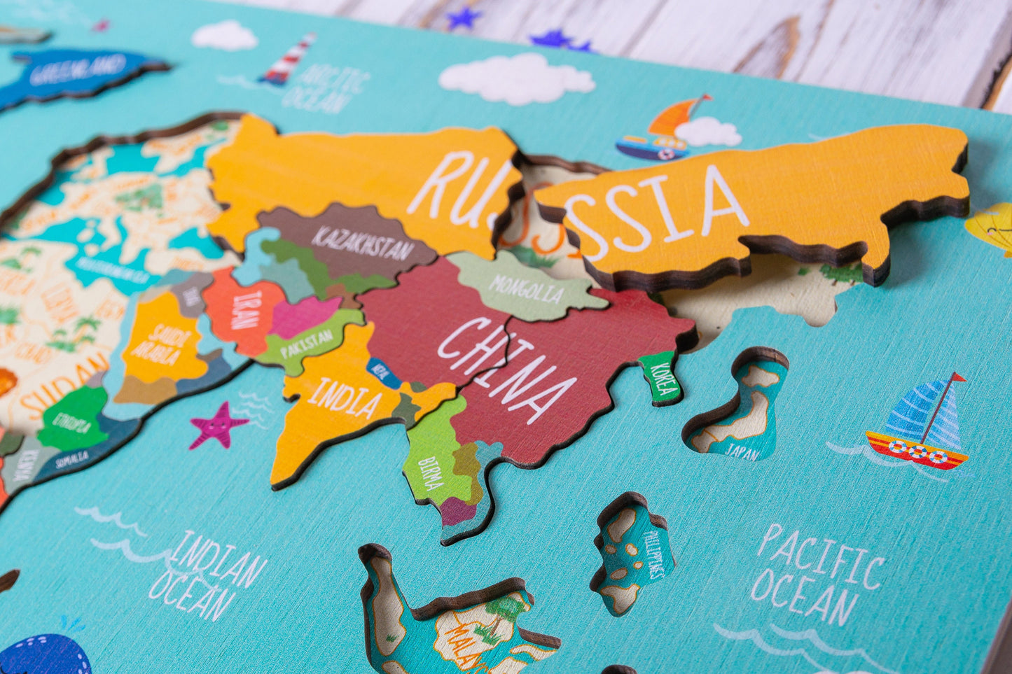 Geography for kids, Continents puzzle, Kids learning toy, Kids world map puzzle, Birthday kids gifts, Montessori toys, Jigsaw puzzle gift