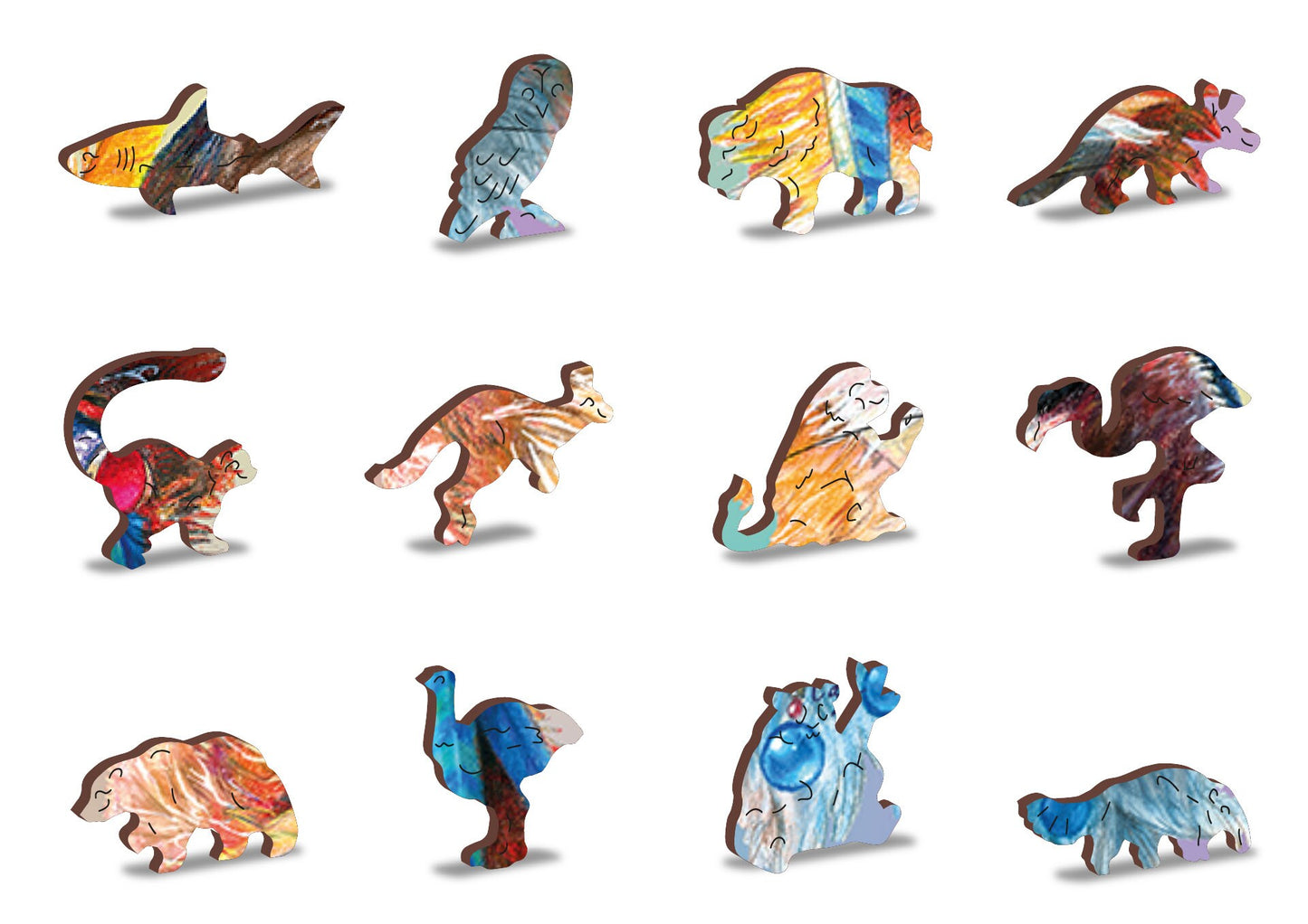 Wooden Jigsaw Puzzle "Mystic Fox" 150, 250 pcs Unique Unusual Animal Shaped Pieces Mosaic Puzzle Gifts Kids Adults Wooden City