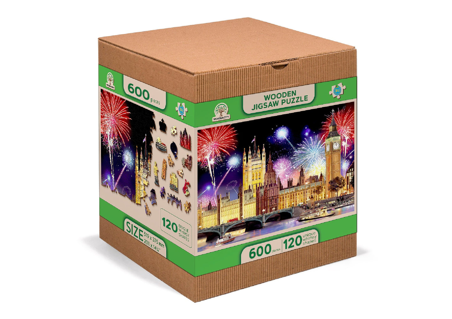 Wooden Jigsaw Puzzle "London By Night" 150, 300, 500 pcs Puzzle Of Scenic Palace Of Westminster Unique Pieces Kids Adults Wooden City