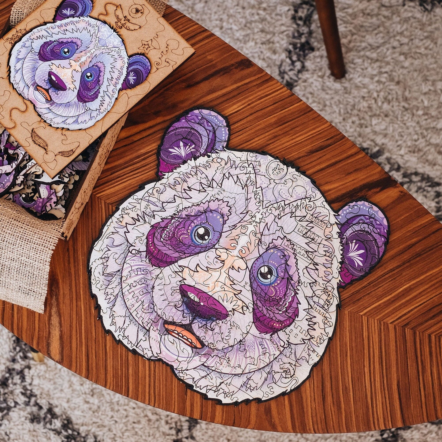 Wooden jigsaw puzzle for adults and kids Panda, Wood puzzle box, 3d Puzzle, Laser cut puzzle, adults mosaic, puzzle gift