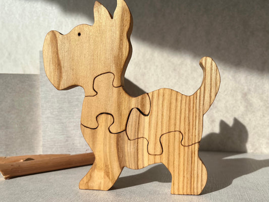 Jigsaw wooden animal puzzle, Doggy shape puzzle for kids, Montessori toy, Baby first puzzle, Wood puppy, Gift for toddler, 1st Birthday gift