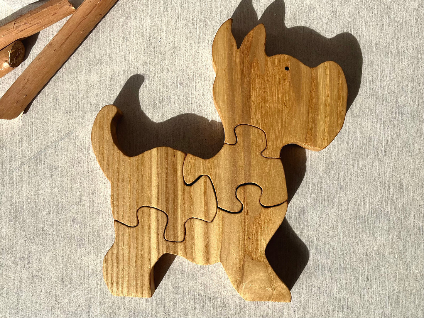 Jigsaw wooden animal puzzle, Doggy shape puzzle for kids, Montessori toy, Baby first puzzle, Wood puppy, Gift for toddler, 1st Birthday gift