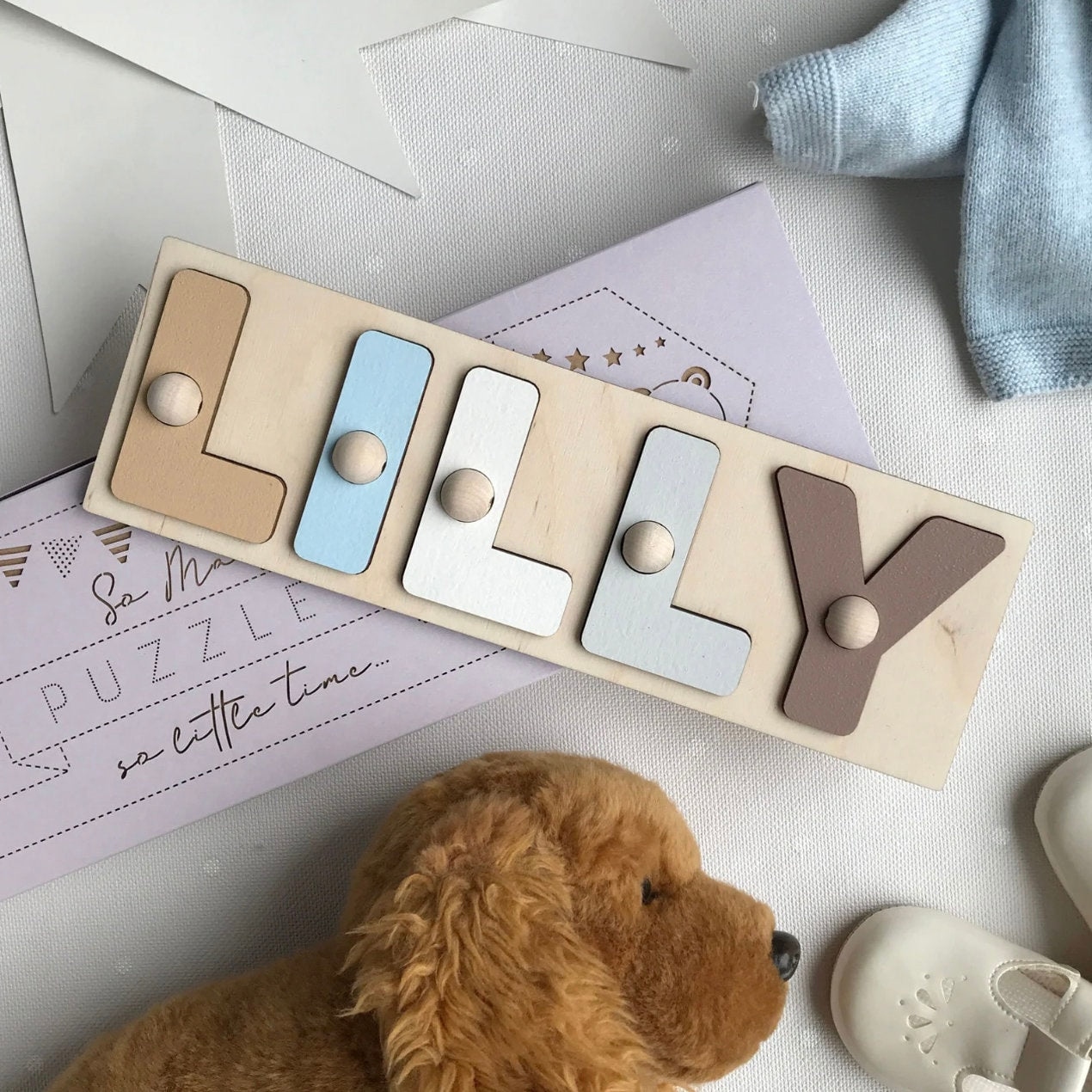 Personalized puzzles with the child's name Gift idea for birthday, baby shower Wooden puzzle Puzzles with letters Colorful jigsaw puzzles