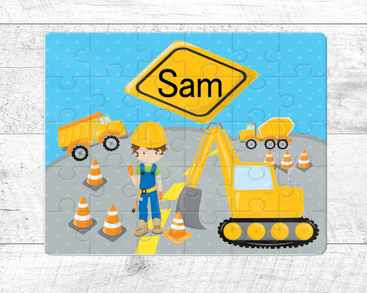 Personalised Wooden Jigsaw Puzzle , Construction, Digger,  Lorry,  Birthday,  Choice of girls boys , Party Favours, Builders