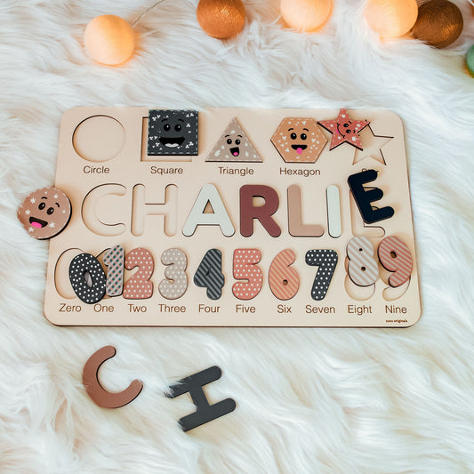 Wooden Personalized Handmade Name Puzzle | Custom Busy Board Puzzle | Baby Girl and Boy Gifts | Kid Christmas Gifts | Custom Toys for Baby