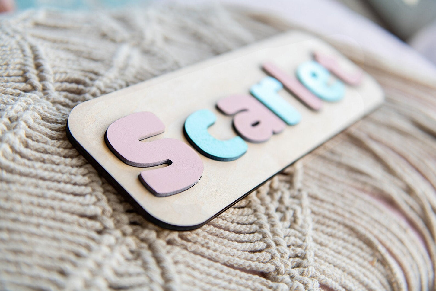 Personalized Baby Wooden Name Puzzle, Baby Gift, Nursery Decor, Pastel, Kids name puzzle, Wood puzzle, 1st Birthday Gift Name Puzzle, Jigsaw