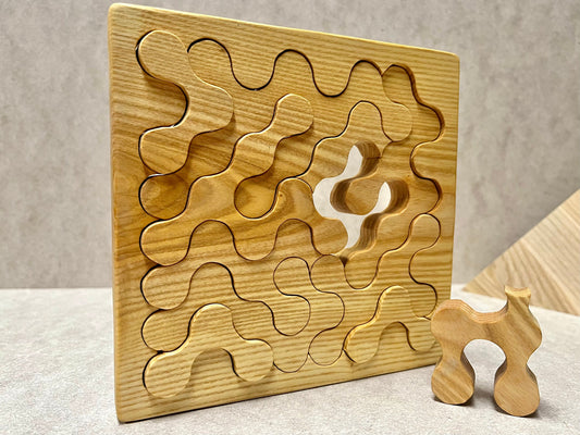 Jigsaw Wooden Puzzle, Fractal Wooden Puzzle Board Game, Brainteaser Table Game, Logic Games | Gift for kids, Gift for adults, Puzzle lovers