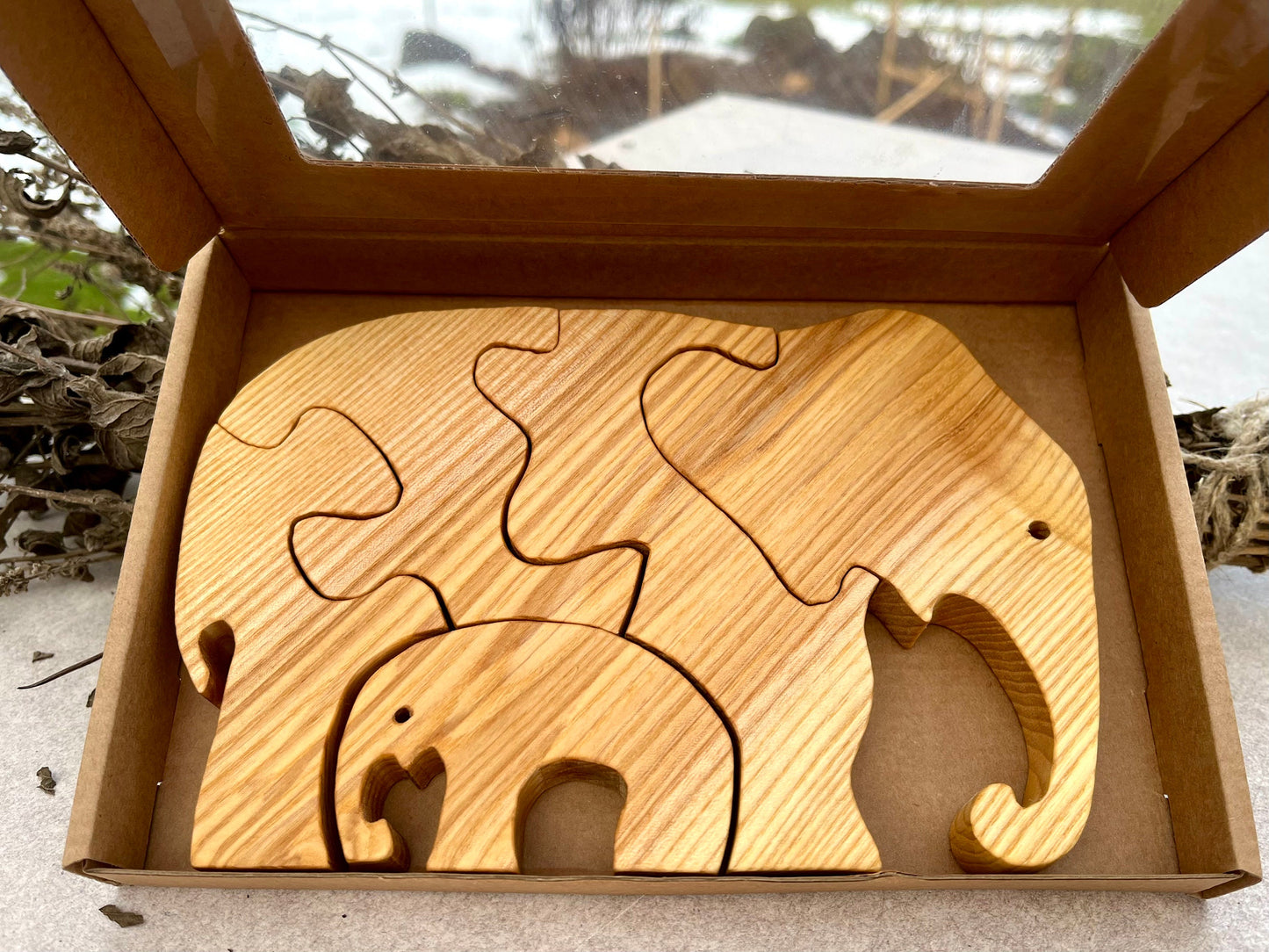 Elephant Wooden Puzzle, Animal Puzzle for Kids, Safari Animals | Montessori toy, Baby first puzzle, Gift for toddler, 1st Birthday gift